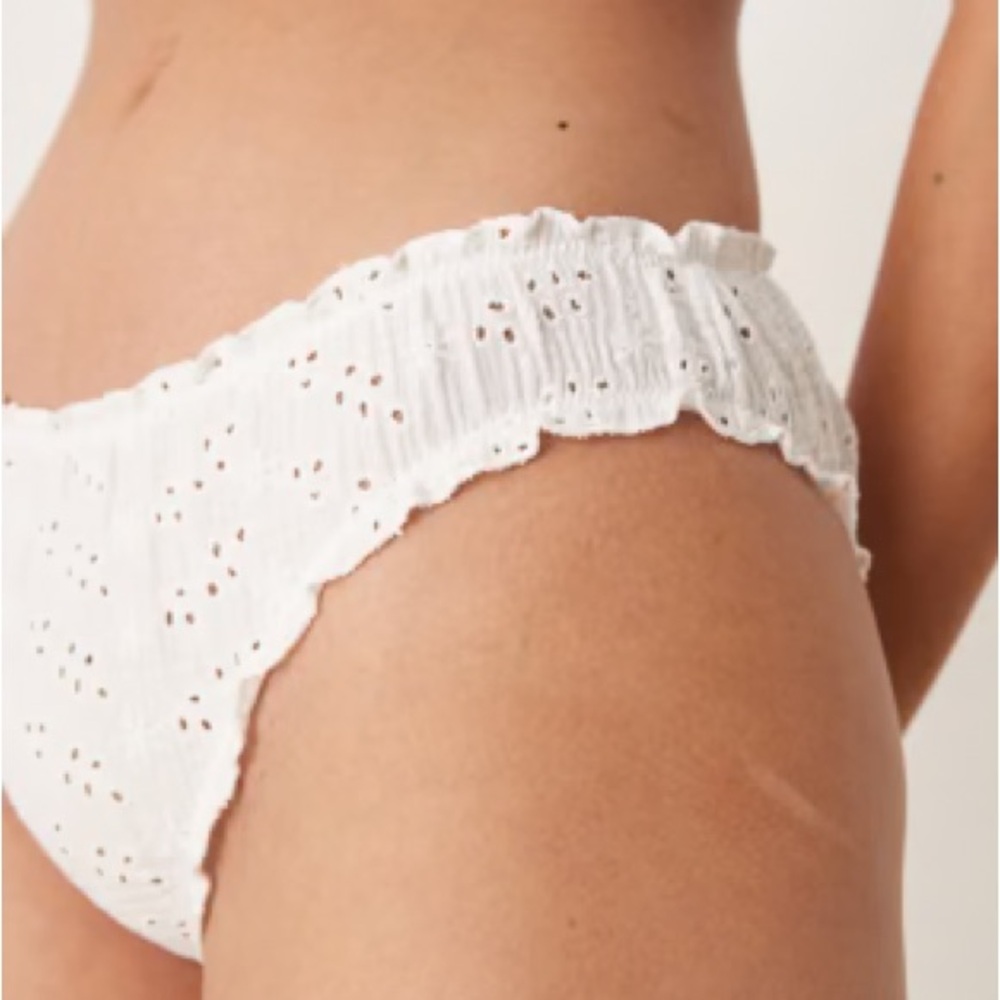 Free People frilly broderie pants in ivory